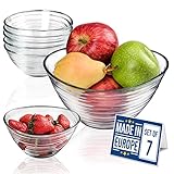 CRYSTALIA XXL Salatschüssel groß ( 2000ml ) und Glasschale Rund ( 300ml ), Set 7 100% BLEIFREI Glasschüssel, Salatschale, Dessertschalen, Dessertbecher, Dessertgläser, Servierschalen, Salat Schüssel