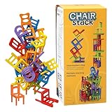 42-teiliges Stapelstuhl-Spiel: Mini Stühle Balance Blöcke Stapelturm Geschicklichkeitsspiel für die ganze Familie