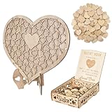 KYSUN Herz Gästebuch aus Holz, 3D Hochzeitsgästebuch Hochzeit Deko mit 100 Herzen, Personalisiert Empfangstisch Hochzeitszubehör für Verlobung Jubiläum Wedding Hochzeitsgeschenke Empfangsdekorationen