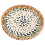 SHERCHPRY Rattan -Schalenfruchtplatte ablagekörbe kühlkorb einkaufskorb dekoschalen rattan körbe brotkörbe runden Weidenspeicherkörbe Obst Rattan gewebter Korb runde Körbe Hülse Colorful