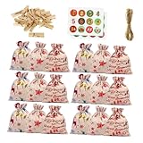 Cabilock 1 Satz Weihnachts kalender Adventskalender Girlande Mini-Taschen mit Kordelzug leinenbeutel aufbewahrungssack Weihnachtsgeschenktüten Weihnachtstaschen mit Kordelzug Baumwolle