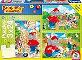 Schmidt Spiele 56400 Benjamin Blümchen, Im Zoo, 3x24 Teile Kinderpuzzle, Bunt