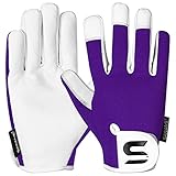 SAWANS Leder-Gartenhandschuhe für Damen und Herren, dornensichere Gartenhandschuhe für Damen und Herren, ideales Gartengeschenk, langlebige Ziegenleder-Arbeitshandschuhe (Lila, M)