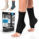 POWERLIX Sprunggelenkbandage 2 Stück, Professionelle Knöchelbandage für Damen/ Männer Kompressionssocken Fußbandage für Plantarfasziitis, Arthritis, ACL, Gelenkschmerzen,Fersensporn, Sport, Schwarz, M