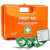 Erste Hilfe Koffer neue DIN 13157:2021 I First Aid Kit inkl. Wandhalterung und Aufklebern I Erste Hilfe Kasten Verbandkasten Verbandskasten für Zuhause und Betrieb