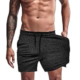 Agilelin Herren Sporthose,Training Kurze mit Tasche,Quick Dry Laufhose (Schwarz/L)