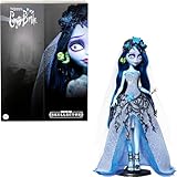 Monster High Skullector-Puppe, Corpse Bride Emily Sammelfigur, Spinnennetz-Hochzeitskleid im Gothic-Stil mit Zubehörteilen wie Gazeschleier und Puppenständer, JDR67