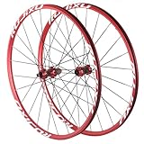 KUNYOS Mountainbike Laufradsatz 26/27,5/29 Zoll Carbon Nabe 24H Felge Flachspeichen Scheibenbremse Steckachse MTB Fahrradräder Passend Für 7-11 Speed Kassette,Rot,26inch