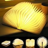 LOVUMMOR Buchlampe, Magnetische LED Buch Licht Stimmungslicht, Buch Lampe/Nachttischlampe/Tischleuchte/Dekorative Lichter/Nachtlicht Kinder, USB Aufladbar 360° Faltbar Holz Geschenk (10x8x2.5cm)