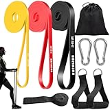 Fitnessbänder Widerstandsbänder Set 3er, 2M Latex Fitnessband Resistance mit Tragebeutel,Türanker & 2* Griffen, Gymnastikband für Muskelaufbau, Yoga, Pilates, Muskelaufbau, Physiotherapie