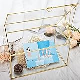 Homtone 25cm Glas Hochzeits kartenbox, Kupfer Handgefertigte goldene Terrarium Glasbox für Hochzeiten, Empfänge, Tischdekoration, Geschenk, Hochzeit Deko