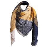Rokmym XXL Damenschal, Streifenschal, Modequasten, weich, Damenschal, Wickelschal, Herbst, Winter, warm, Mehrfarbig Einheitsgröße