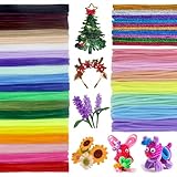 VntMQP 350 Stück Chenilledraht 37Farben Pfeifenputzer Bunt zum Basteln,30cm x 6mm Pfeifenreiniger,Geeignet für die Herstellung von Blumen, kleinen Tieren, Halloween, Weihnachten DIY Kunstwerk