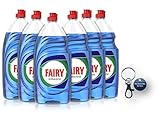 Fairy Antibakterielles Spülmittel mit Eukalyptus, 6er Pack (6 x 870 ml) mit Schlüsselring
