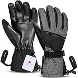 Unigear Skihandschuhe Herren Damen, 3M Thinsulate Winterhandschuhe Touchscreen, Thermohandschuhe wasserdicht warm rutschfest für Skifahren Snowboard Eislaufen Wandern Radfahren