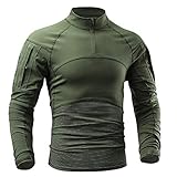 AKARMY Taktisches Militärhemd für Herren, langärmelig, Armee-Stil, Camouflage-Hemd mit Reißverschlusstasche - - Klein