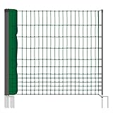 25 m Hundezaun, Katzenzaun, Hühnerzaun, Geflügelzaun, Geflügelnetz, 112 cm, 9 Pfähle, 2 Spitzen, grün von VOSS.farming classic