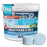 Veddelholzer 5 kg Multitabs 5 in 1 Chlortabletten für Pool als 200g Tabletten für große Pools ab 25m³ Pool Zubehör für Pools langsam lösliche, langzeit Chlor Tabletten (5kg a 200g Multitabs)