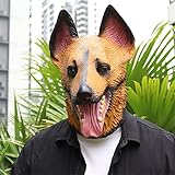 NA Ganzkopf Realistische Latex Hundemaske Tier Deutscher Schäferhund Kopf Maske für Halloween Weihnachten Kostüm Party Requisiten
