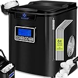 KESSER® Eiswürfelbereiter | Eiswürfelmaschine Edelstahl | 150W Ice Maker | 12 kg 24 h | 3 Würfelgrößen | Zubereitung in 7 min | 2,2 Liter Wassertank | Timer | LCD-Display | Schwarz