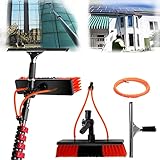 DUANHOZ Teleskop-Reinigungsbürste, Wasserbürste mit Wischer, Fensterreinigungsstange 3,6–10,8 m, Fensterglas-Reinigungswerkzeug, Solarpanel, 30 Fuß/9 m, 10,8 m/36 Fuß