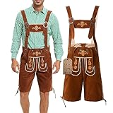 Adisno Lederhose Herren,Trachtenhose Herren,Lederhose Herren Tracht,Lederhose,Oktoberfest Lederhose Herren,Bestickt,Flanellmaterial (54)