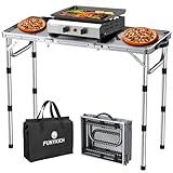 FUNYKICH Tragbarer Grilltisch 87 x 40cm,Campingtisch Klappbar mit 3 Höhen Verstellbarer(26/48/70cm) Klapptisch mit Mesh Desktop,Leicht zu montieren Multifunktionstisch für BBQ Picknick Camping, Silber