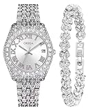 CIVO Armbanduhr Damen Silber Edelstahl Analog Damen Uhr Wasserdicht Klassisch Elegante Kleid Damenuhr Quarz Minimalistische Leuchtend Datum Geschenkset fur Frauen