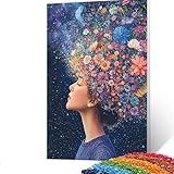 5D Diamond Painting Kinder Blume, DIY Diamant Painting Bilder Frau, Bastelset Erwachsene Enthält Ein Komplettes Set Diamond Painting Zubehör für Deko Wohnzimmer, Geschenk für Frauen 80x110cm GYL931