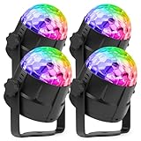 Fuzzix Tornado LED Discokugel 4er Set Partylicht 360 Grad rotierende RGB Lampe, Fernbedienung, Decken- und Saugnapfhalterung, LED Kugel, Discolicht Partylicht Musikgesteuert, Disco Licht