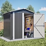 Jaxilyn Metall Gerätehaus Gerätehaus mit Pultdach,4.2m³ Gartenhaus Geräteschuppen Garten Schuppen Inkl. Metallfundament (ohne Boden), Geräteschrank für Garten Grau