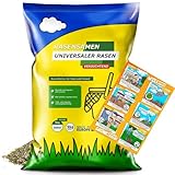 Rasensamen 5 kg Turbo schnellkeimend für 200m² - Universal Grassamen für jeden Garten - Rasensaat für sattgrünen - Samen ideal für Neuansaat und Nachsaat - Robust Gras - Rasen Frühjahr