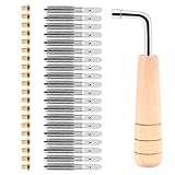 Okeeyseda 20 Teilige Stimm NäGel und 20 Teilige Nieten mit L-FöRmigem Stimm SchlüSsel für Lyre Harfe Kleine Harfe Musical Saiten Instrument