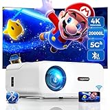 Beamer, 20000 Lumen Full HD 1080P Beamer 4K Unterstützt, 5G WiFi Bluetooth Beamer Mini LED Beamer Heimkino 300' Display, Video Portable Projektor Kompatibel mit Smartphone/TV Stick/Laptop/HDMI/PS5