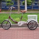 Dreiradfahrrad 16-Zoll-Dreirad für Erwachsene, Dreirad mit Einkaufskorb, Trike-Fahrrad für Senioren, Frauen und Männer, Trikes, Freizeit, Einkaufen, Radfahren, Treten