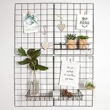 Gadgy® Wandgitter schwarz 2er Set | Metallgitter Zimmer Deko Aesthetic | Zimmer Deko | Pinnwand groß | Gitter Pinnwand Küche | Schreibtisch Deko | Fotohalter Wand