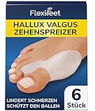 FLEXIFEET® Hallux Valgus Korrektur Zehenspreizer für den Großen Zeh - 6 Stk Zehentrenner Hallux Valgus, Ballenzehen Korrektur - Hallux Valgus Bandage Universalgröße, Damen, Herren, 0% BPA