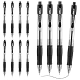 OFFCUP Druckkugelschreiber, 12pcs Schwarz Kugelschreiber, Gel Ink Pen 0,7 mm Feder Großraumine Kuli Ergonomische Rutschfeste Griffzone Kugelschreiber Set für Büro und Haushal