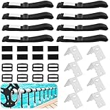 GOMETY 12 Stück Haltebänder Befestigungsbänder und Klammern, Pool Aufroller Aufrollvorrichtung Fahrbar Solarfolie, Zubehörteile für fahrbares Aufrollsystem für Pool-Planen/Abdeckungen (12, Schwarz)