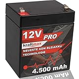 Kraftmax Industrial Pro Bleiakku [ 12V / 4,5Ah ] AGM Hochleistungs- Blei Akku der Neusten Generation