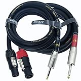 Speak on Professionelles Speakon auf 1/4 Zoll TS-Lautsprecherkabel für PA-Klinkenstecker, 12 AWG, männlich, Audioanschluss, DJ-Ampere, robustes Bocina-Kabel, Draht, mit Drehverschluss (6 m), 2 Stück