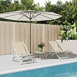 INLIFE Strandstühle 2 STK. Klappbar Creme Aluminium und Textilene,Möbel,Gartenmöbel,Gartensitzmöbel,Gartenstühle,Creme,6.19 KG,360169