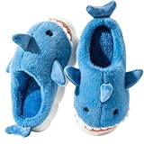 Fadezar Hausschuhe Damen Shark/Cow Winter Plüsch Pantoffeln Herren Flauschige Warme Hausschuhe Bequeme rutschfeste Flache Slippers Königsblau EU 43-44 (Sohlengröße 44-45)