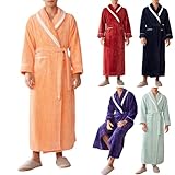 Bademantel Partnerlook Morgenmantel Flauschig Extra Lang Ohne Kapuze Hausmantel Unisex Leicht übergröße Bademäntel Bathrobe Men Herrenbademantel Hausbekleidung für Damen und Herren Grün