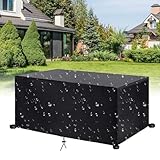 Gartenmöbel-Set, wasserdicht, 250 x 225 x 110 cm, für Terrasse, Tisch, Stuhl und Sofa, Abdeckung für Würfel/rechteckige Rattan-Möbel, Schwarz