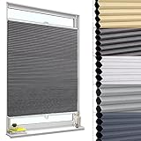 WOLTU Wabenplissee ohne Bohren Verdunklung Thermo Doppelplissee Klemmfix Zweifarbig 100x120cm Dunkelgrau-weiß, Plissee Faltrollo Sonnen-, Sicht- & Schallschutz, Jalousie Plisseerollo für Fenster & Tür