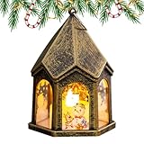 Weihnachtskerze Laterne Innen Winter Vintage Ornamente Multifunktionale Weihnachtsdekorationen Flackernde Flammenlose Kerze Ornamente für Innen und Außen