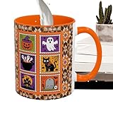 Halloween Kaffeetasse,Vintage Halloween Becher - 380ml Keramik Becher mit gotischem Design und Wärmeisolierung für heiße Getränke wie Tee und Kaffee während der Herbstsaison, für Küchenpartys