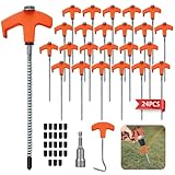 24 Stück Schraubheringe Camping, Drehbare Zeltheringe zum Schrauben mit Gewinde, Camping Heringe Schrauben, Heringe Erdnägel Stabil für Harten Boden,Wald, Wiesen, Gras Robust & Stark