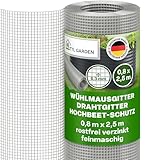 TTL GARDEN Wühlmausgitter 2,5m x 0,8m feinmaschig verzinkt & rostfrei - Hochbeet Gitter 6,3mm Masche 0,55 mm Draht Stärke - auf Rolle Maschendraht Drahtgitter Nagergitter Maulwurfgitter 80cm x 250 cm